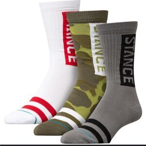 STANCE UNISEX CASUAL MULTI PACK OF THREE CREW HEIGHT SOCKS SIZE MEDIUM NWT
